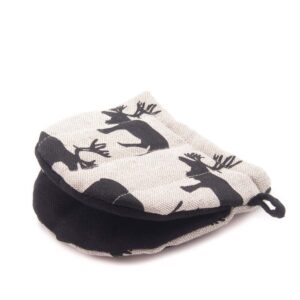 Linen oven mitt with deer, 13x13 cm