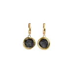 Black Porcelain Earrings with Gold Luster