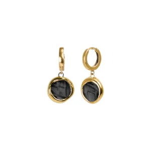 Black porcelain earrings with gold luster