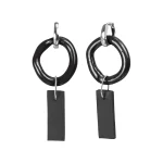 Porcelain Earrings with Silver Hoops and Rectangular Elements, Two-sided