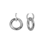Porcelain Earrings with Platinum Luster and Silver Hoops, Two-sided