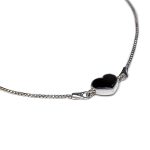 Silver Bracelet with Crimson Amber Heart