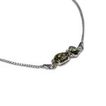 Silver Bracelet with Greenish Amber Kitty