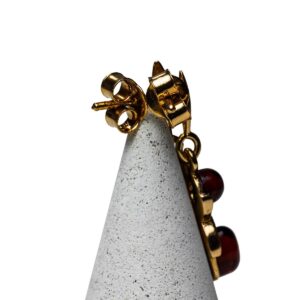 Silver Earrings with Crimson Amber, Gold plated Silver earrings with crimson amber, gold plated