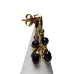 Silver Earrings with Crimson Amber, Gold plated