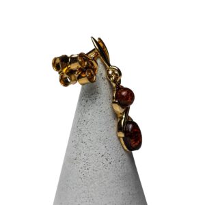 Silver Earrings with Dark Orange Amber, Gold Plated Silver earrings with dark orange amber, gold plated