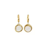 White Porcelain Earrings with Gold Luster