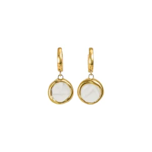 White porcelain earrings with gold luster