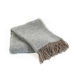 Woolen Throw Blanket, Beige-Grey Bi-color, 135x195 cm