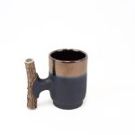 Ceramic Mug with Horn Handle, 100ml, Black