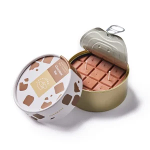 Can candle, chocolate bar