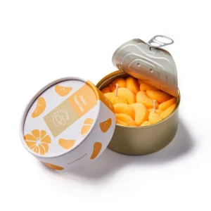Can candle, peeled tangerines