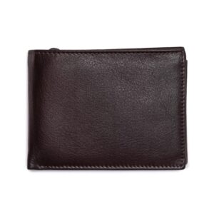 Genuine leather wallet, brown, 9 x 12 cm