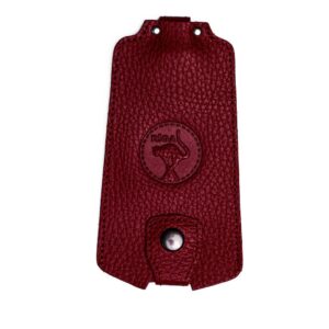 Key holder in genuine leather, riga black cat, red