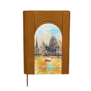 Leather notebook, riga, house of the blackheads, brown, 15 x 21 cm