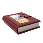 Leather Notebook with Leather Strap Closure, RIGA, House of the Blackheads, Burgundy, 11 x 15 cm