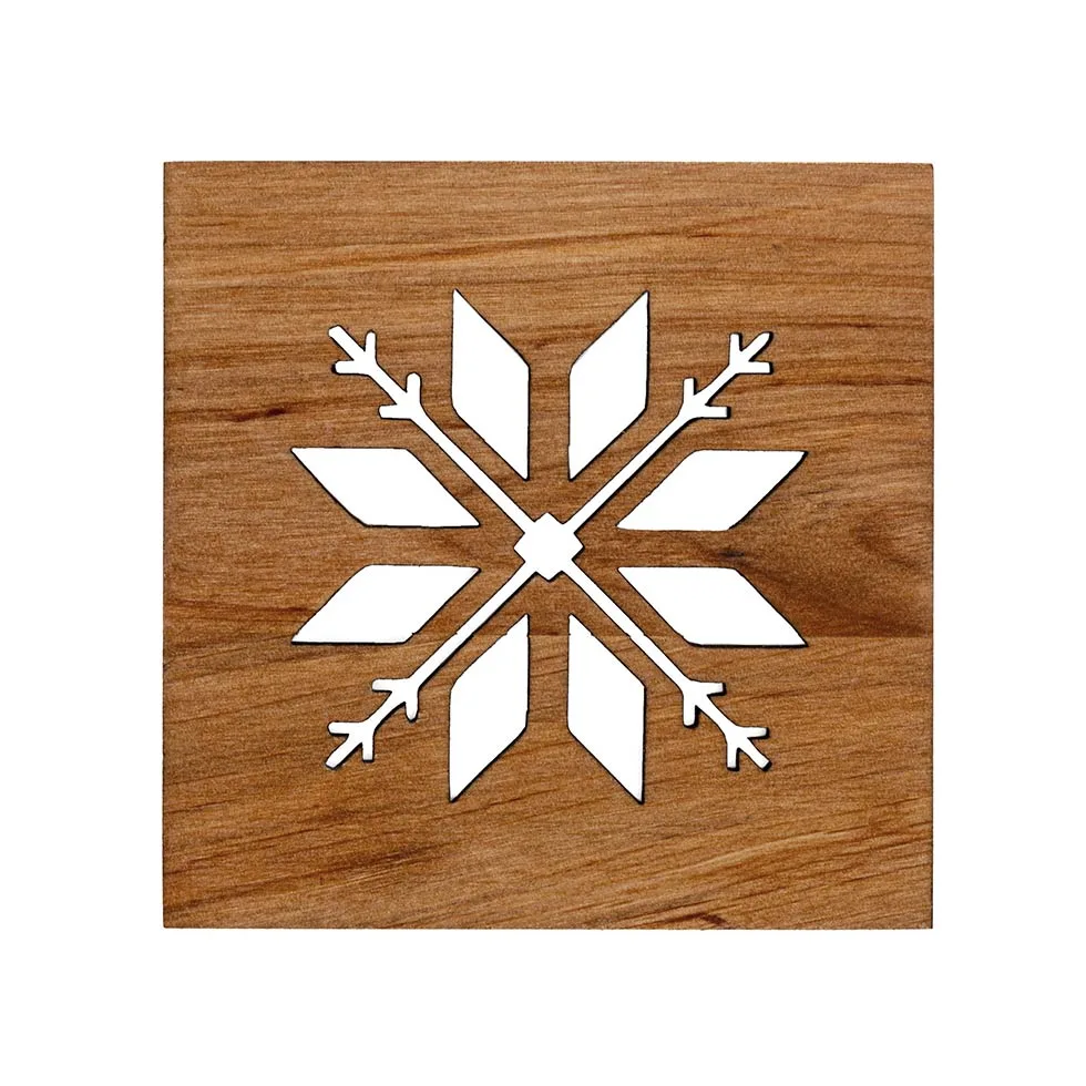 Wooden coaster with ethnographic signs, auseklis, 9.8 x 9.8 cm