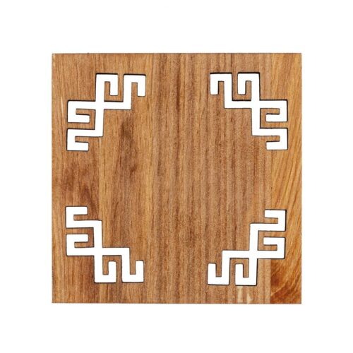 Wooden coaster with ethnographic signs, mārtiņš, 9.8 x 9.8 cm
