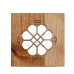 Wooden Coaster with Ethnographic Signs, The Sun, 9.8 x 9.8 cm