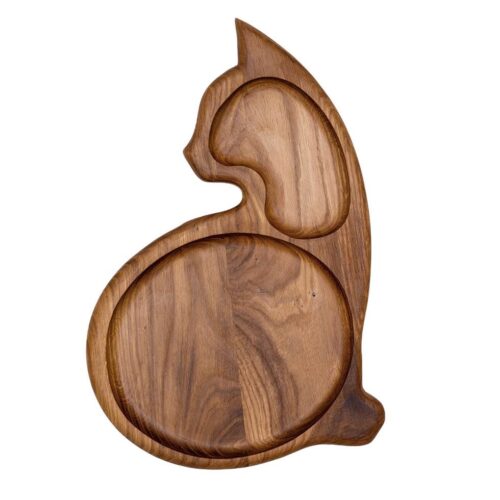 Wooden snack dish, cat shape, 27 x 41