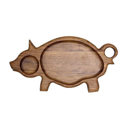 Wooden snack dish, pig shape, 22 x 43