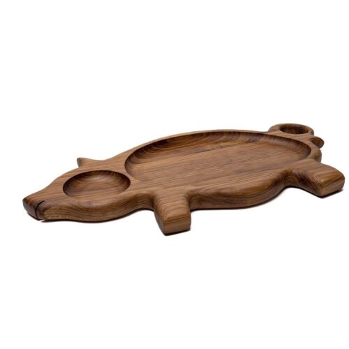 Wooden snack dish, pig shape, 22 x 43