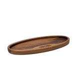 Wooden Snack Dish with Ethnographic Signs, Oval, 15 x 36.5 cm