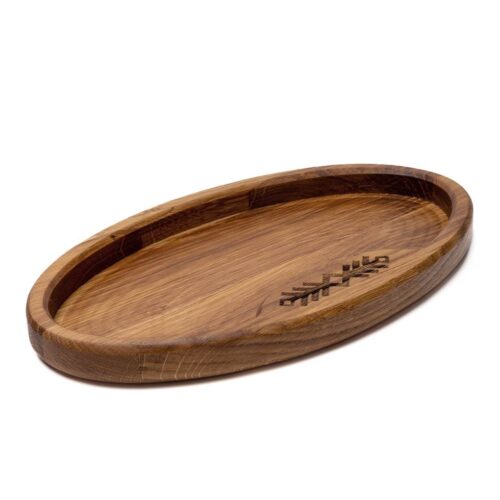 Wooden snack dish with ethnographic signs, oval, 15.5 x 26.5 cm