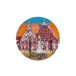 Magnet Riga with the House of the Blackheads and Roland Statue, Round, 7cm
