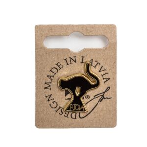 Pin with black cat on tower, rĪga, 2 x 3 cm