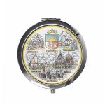 Pocket Mirror - Souvenir with Latvian Cities and Coat of Arms, 7 cm
