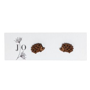 Small, Coloured Wooden Earrings “Hedgehog”, 1 cm Small, coloured wooden earrings "hedgehog", 1 cm