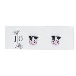 Small, Colourful Wooden Earrings "A Cow", 1 cm