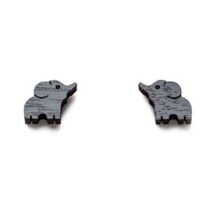 Small, colourful wooden earrings "elephant", 1 cm
