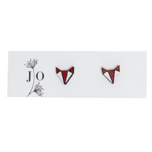 Small, colourful wooden earrings "fox", 1 cm