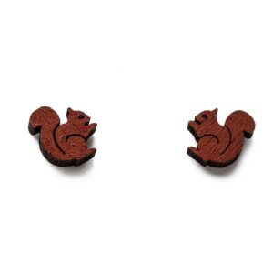 Small, colourful wooden earrings "squirrel", 1 cm