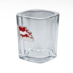 Souvenir Glass with Metal Emblem Latvian Flag, LATVIJA, 60 ml