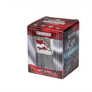 Souvenir glass with metal emblem latvian flag, latvija, 60 ml