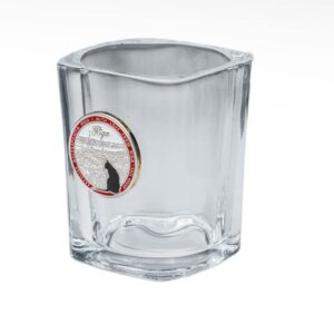 Souvenir glass with metal emblem, riga, 60 ml