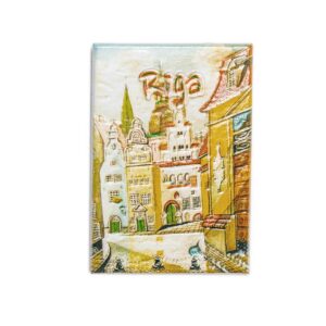 Souvenir magnet - painting, city theme, riga old town