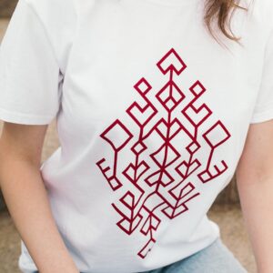 Unisex t-shirt with ethnographic pattern "tree of life", latvija, white