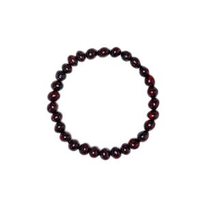 Amber bracelet with beads, crimson, ⌀ 6 cm
