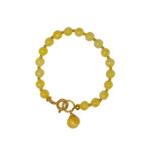 Amber bracelet with clasp in golden color, ⌀ 5.5 cm