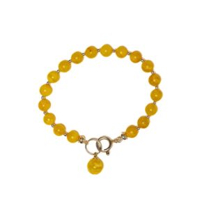 Amber bracelet with clasp in silver color, ⌀ 5.5 cm