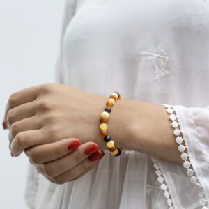 Amber bracelet with opaque beads, multicoloured, ⌀ 6 cm