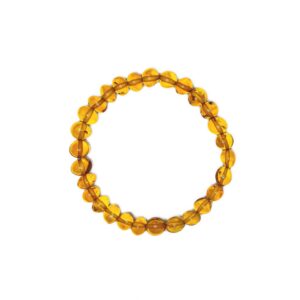 Amber bracelet with transparent beads, yellow, ⌀ 6 cm