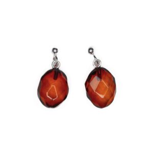 Amber earrings, orange