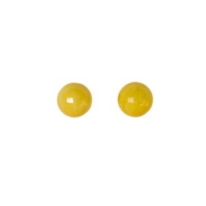 Amber earrings with large beads, milky yellow