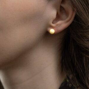 Amber earrings with small beads, milky yellow