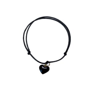 Bracelet with amber heart, dark red